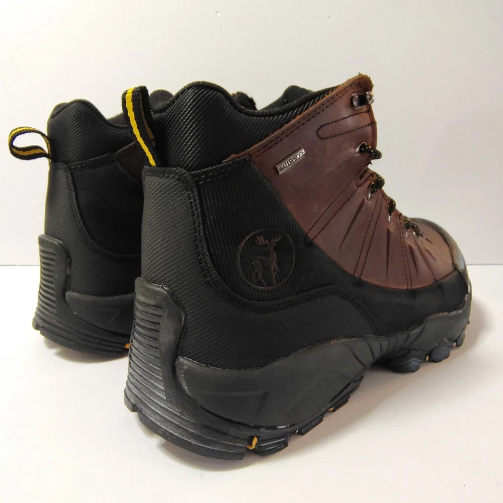 Elk Woods Predator Men's Leather Ankle Work Waterproof Oil-Resistant Boots Brown